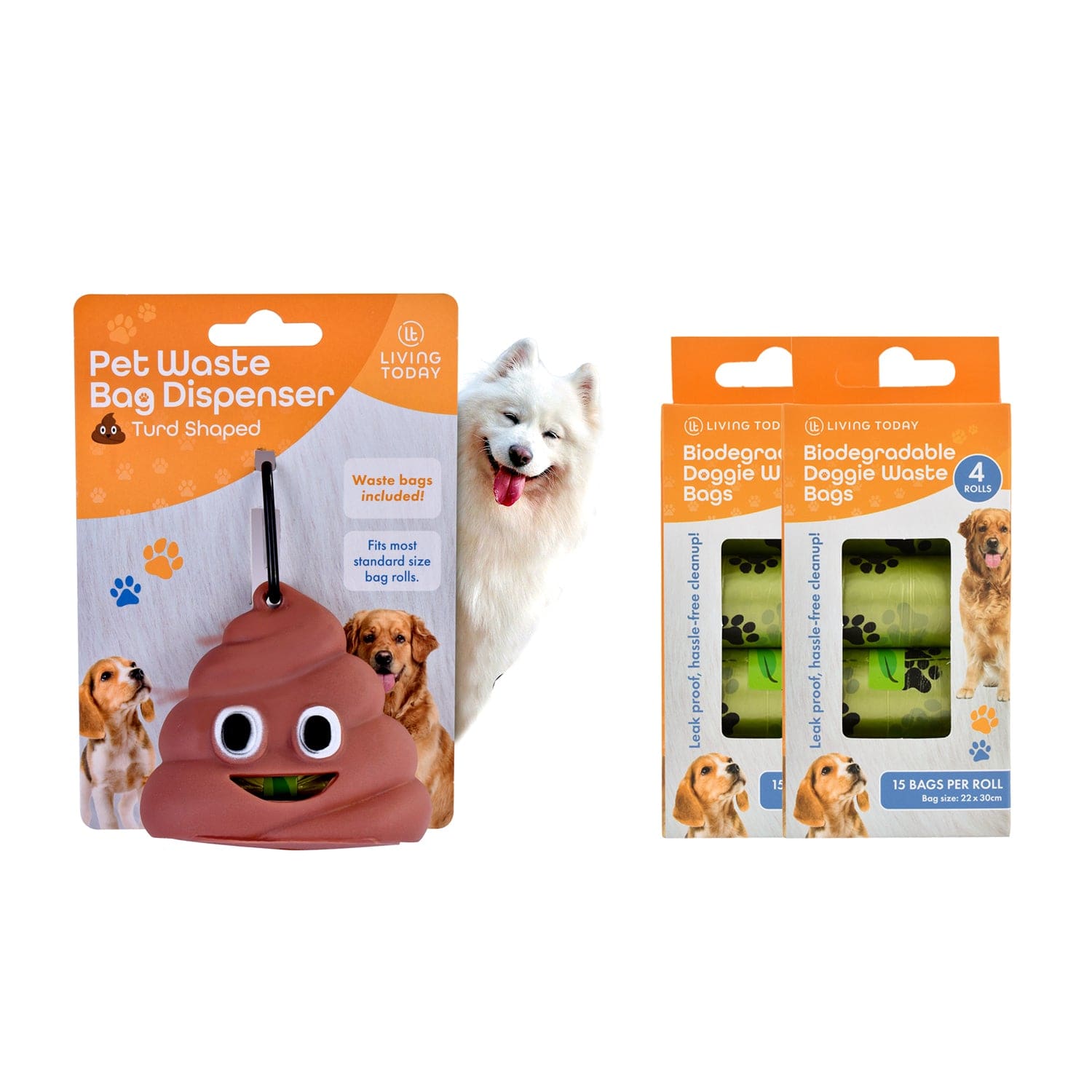 Living Today dog poop dispenser and bags LIVINGTODAY Pet Dog Poop Dispenser and 135 Biodegradable Unscented Waste Bags