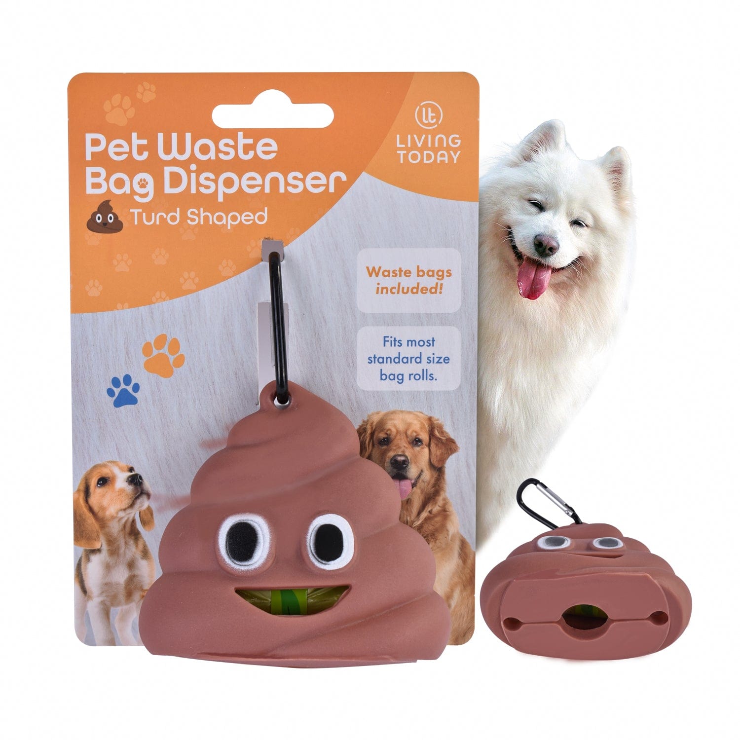 LIVINGTODAY dog poop dispenser and bags LIVINGTODAY Pet Dog Poop Dispenser and 15 Biodegradable Unscented Waste Bags