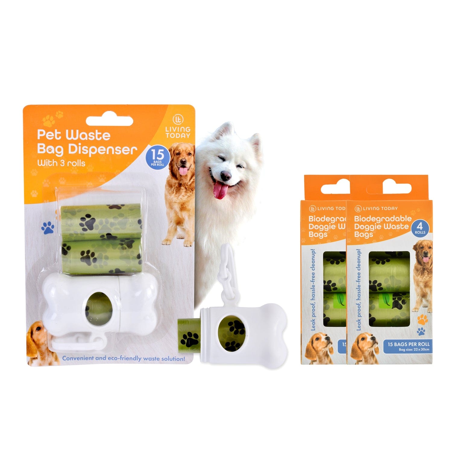 LIVINGTODAY dog poop dispenser and bags LIVINGTODAY Pet Dog Poop Dispenser and 165 Biodegradable Unscented Waste Bags