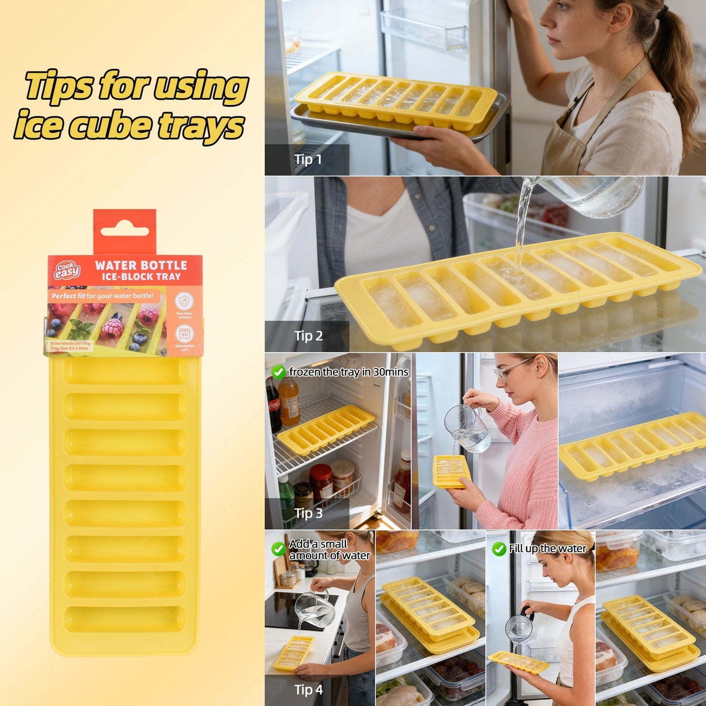 COOK EASY Silicone Ice Block Tray Silicone Water Bottle Ice Block Tray