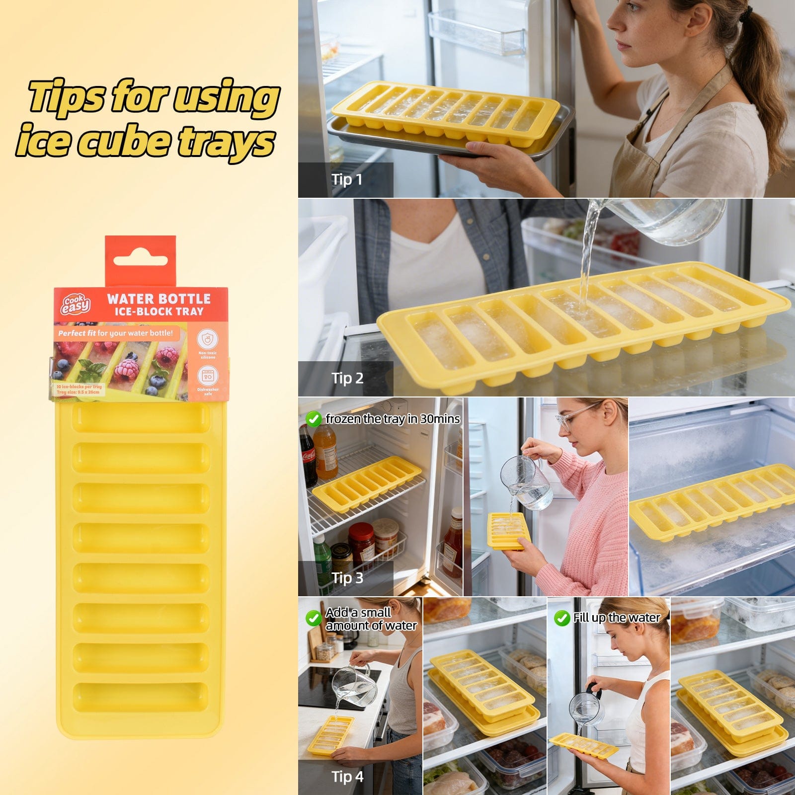 COOK EASY Silicone Ice Block Tray Silicone Water Bottle Ice Block Tray