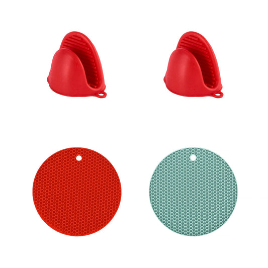 COOK EASY Homewares 4pk Silicone Grippers and Multi Purpose Kitchen Heat Pad Insulation Mat