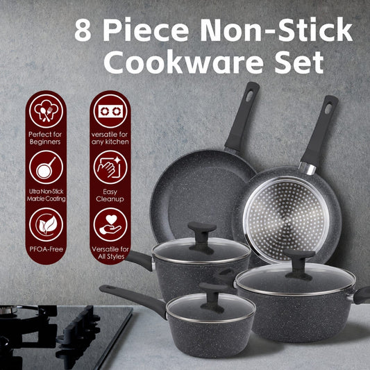 Clevinger Kitchen 8 Pcs Clevinger Non-Stick Cookware Set