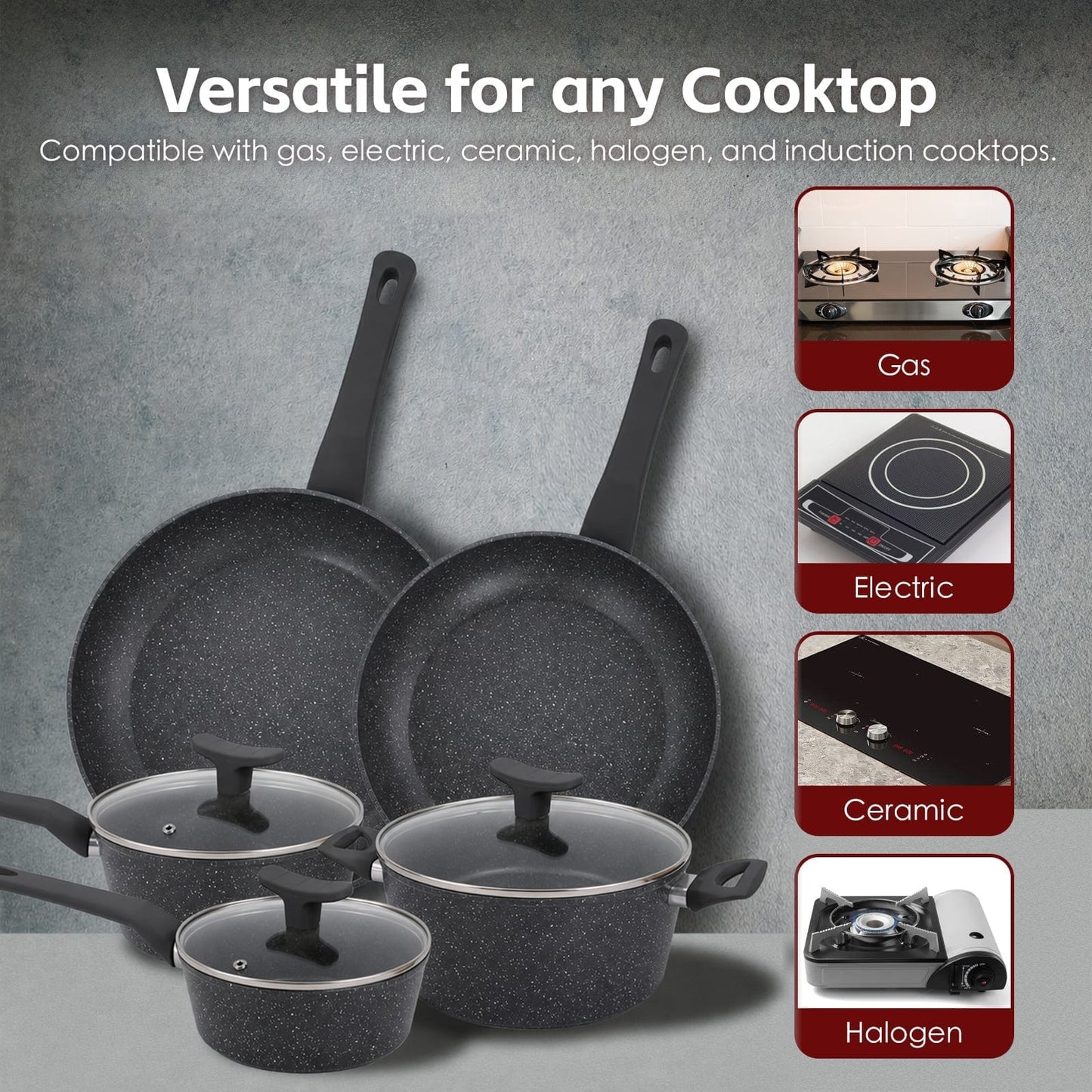 Clevinger Kitchen 8 Pcs Clevinger Non-Stick Cookware Set