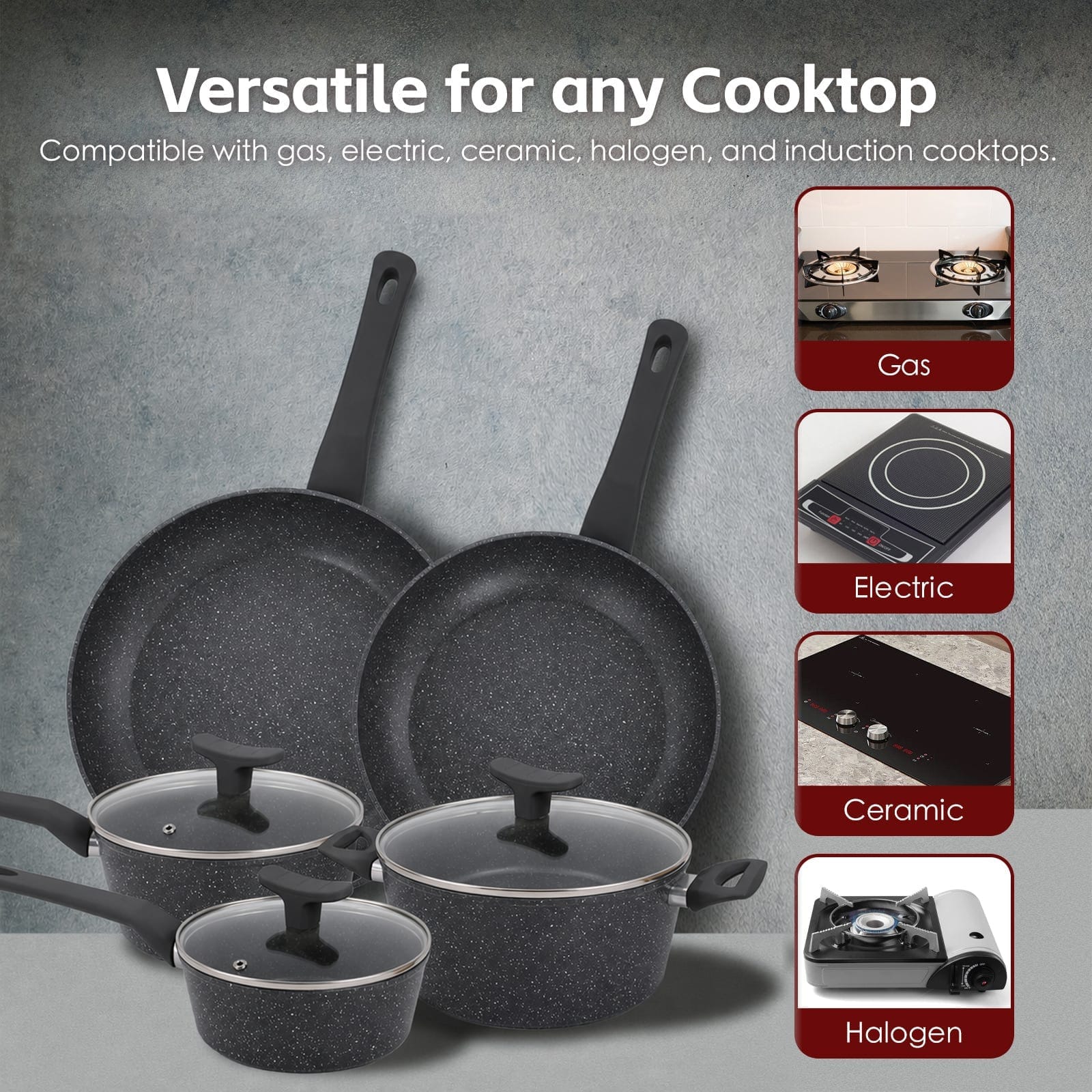 Clevinger Kitchen 8 Pcs Clevinger Non-Stick Cookware Set