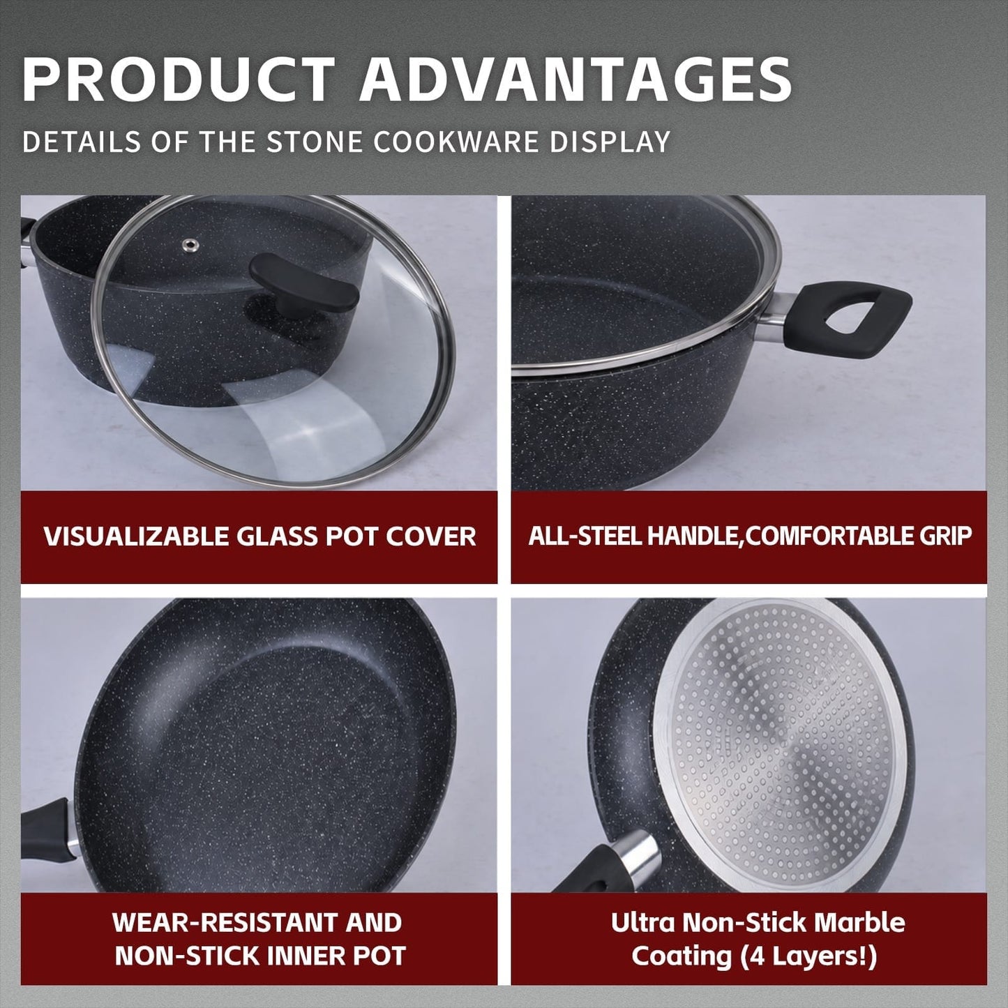 Clevinger Kitchen 8 Pcs Clevinger Non-Stick Cookware Set