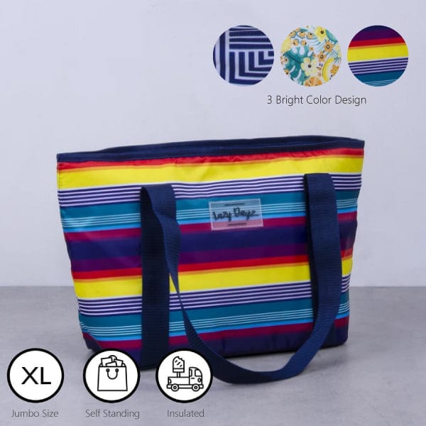 Lazy Dayz Lunch Box 6L Food Safe Insulated Jumbo Cooler Tote - Rainbow