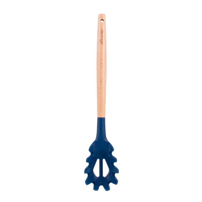 Clevinger cookware Beechwood & silicone pasta server navy