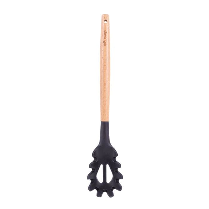 Clevinger cookware Beechwood & silicone pasta spoon charcoal