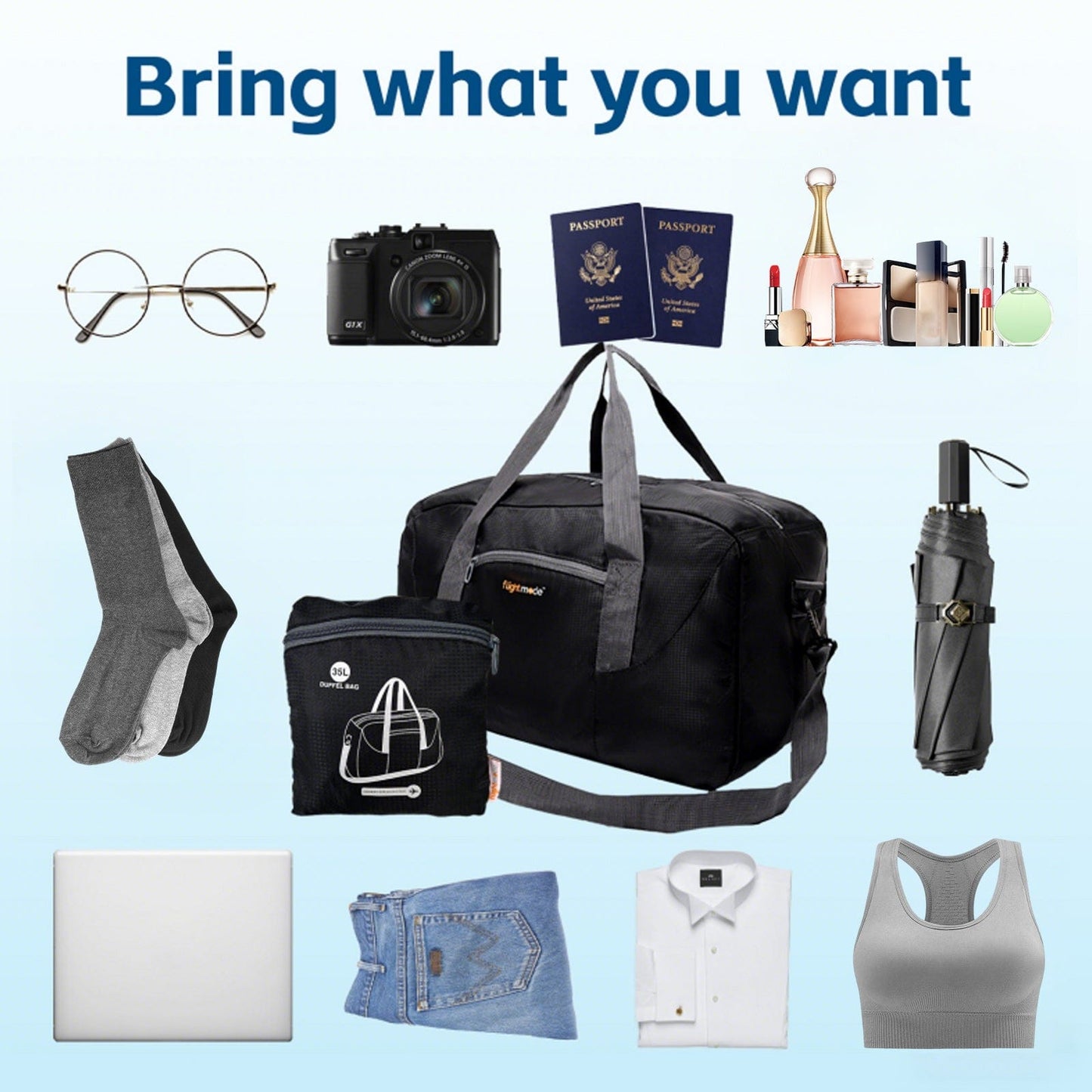 Flightmode 35L Foldable Lightweight Duffel Travel Bag