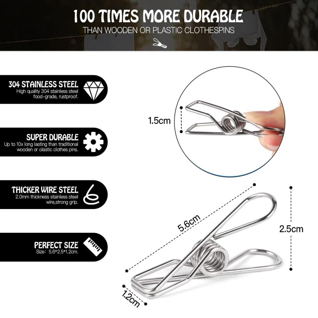 Clevinger laundry 100 Pcs Stainless Steel Pegs