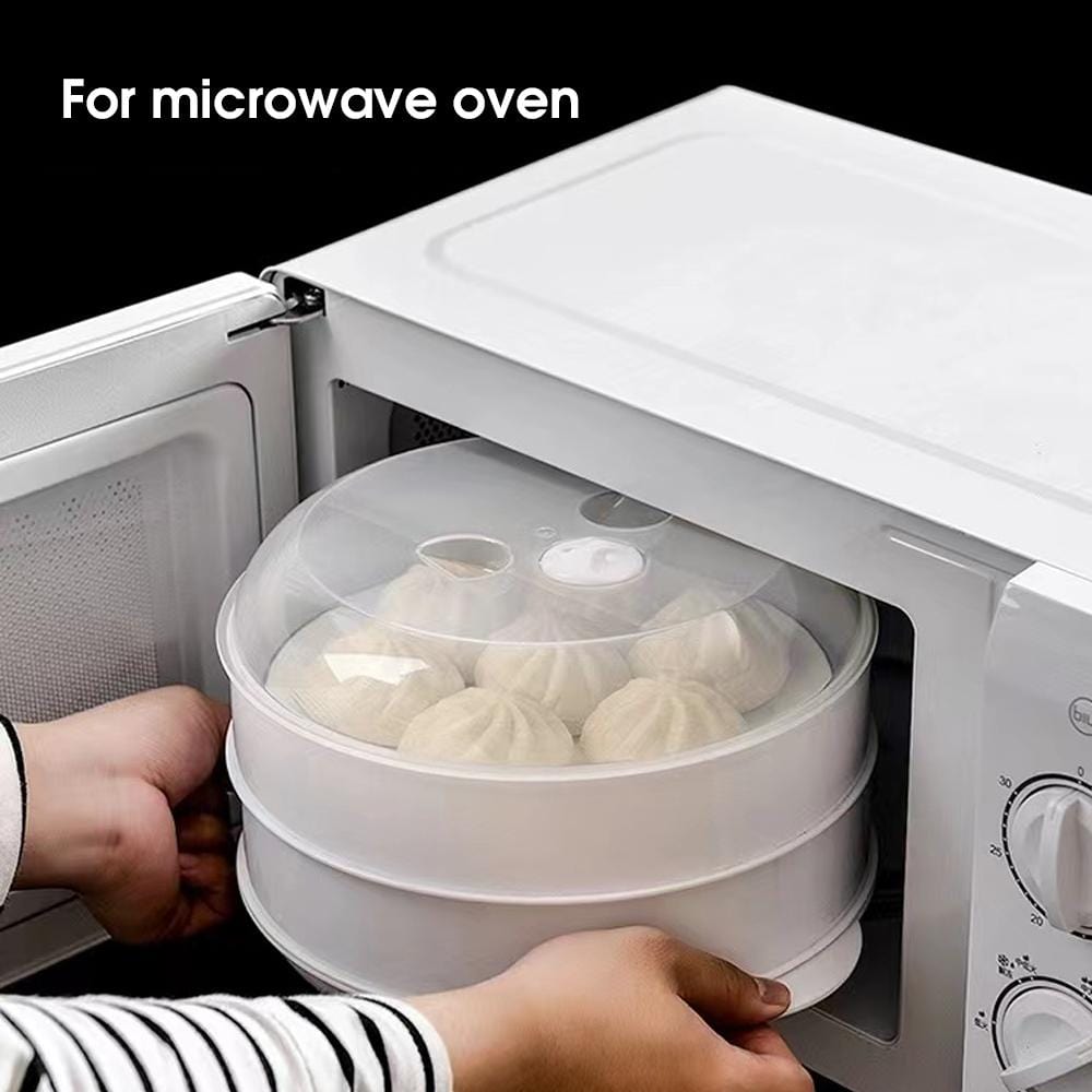 Living Today Homewares Microwave Steamer -2 Tier Double Layer Cooking Appliance Meals Container Kitchen