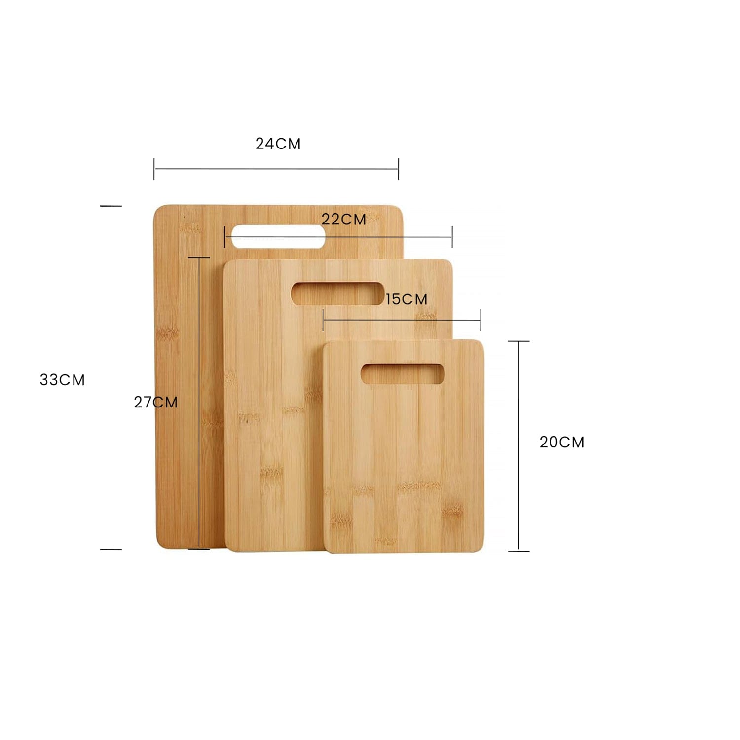 Living Today Kitchen 3 Pack Bamboo Cheese Cutting & Serving Chopping Board Set