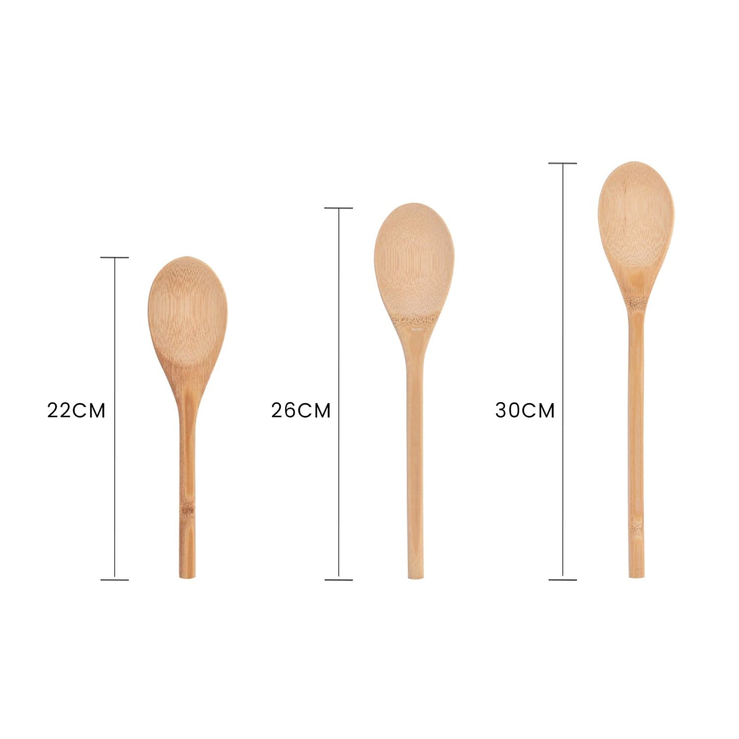 LIVINGTODAY Bamboo cooking spoons 3pc Bamboo Cooking Spoon Set