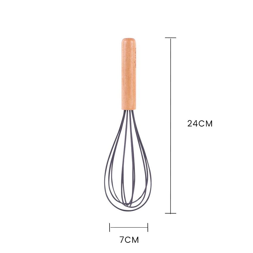 Clevinger cookware Beechwood & Silicone Kitchen Baking Utensils Set - Spatula/Whisk/Basting Brush - Charcoal