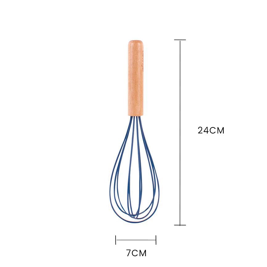 Clevinger cookware 2pcs Beechwood & silicone whisk navy