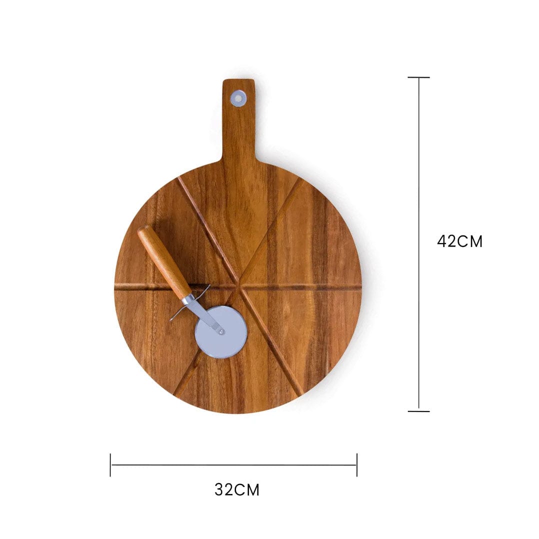 Clevinger Pizza Board Clevinger  Acacia Wood 2 Piece Pizza Board With Cutter
