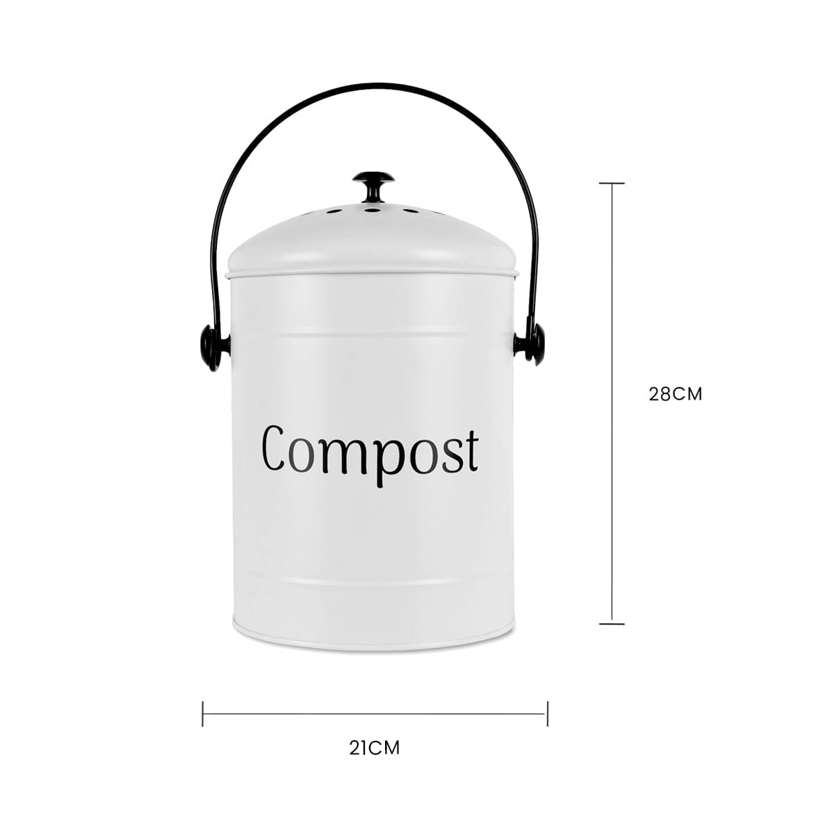 Living Today Kitchen 5L Kitchen Bench Compost Bin with 6 Replacement Activated Carbon Filters