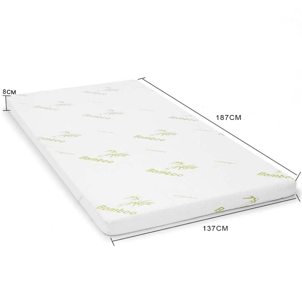 Living Today Mattresses 8cm Memory Foam Mattress Topper with Bamboo Cover - Double