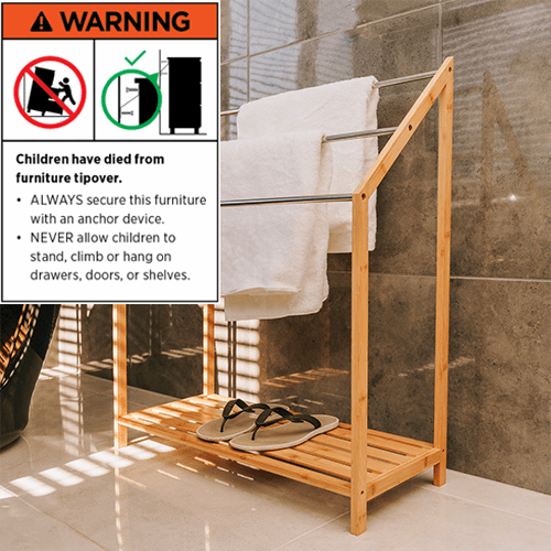 Clevinger Towel Racks & Holders 85cm Standing Towel Rack - Bamboo Towel Bar Metal 3-Tier