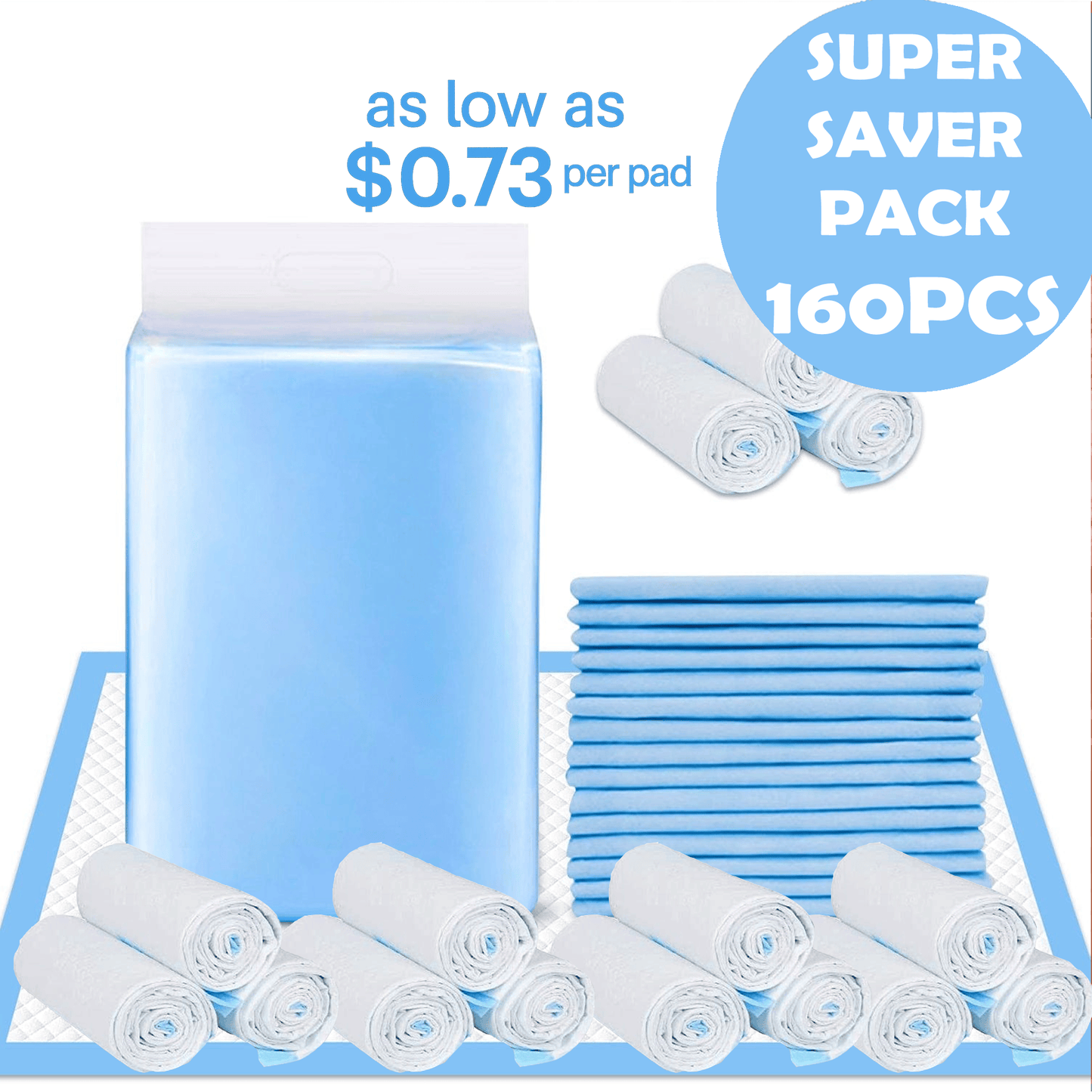 Living Today personal care 160 Pcs 90 x 60cm Adult Disposable Bed Underpads