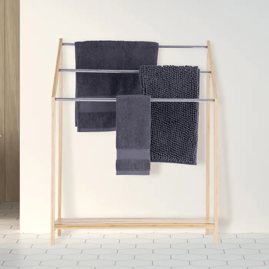 Clevinger Towel Racks & Holders Bamboo Towel Holder with 3 Rails & Shelf 85cm
