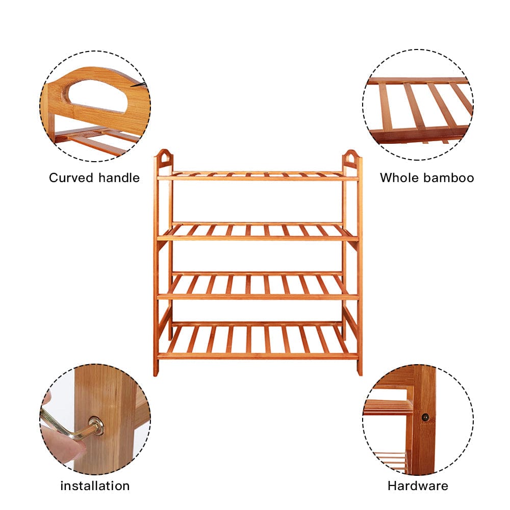 Living Today Shoe Racks & Organizers Bamboo Storage Shoe Rack & Organiser 4 Tiers Layers