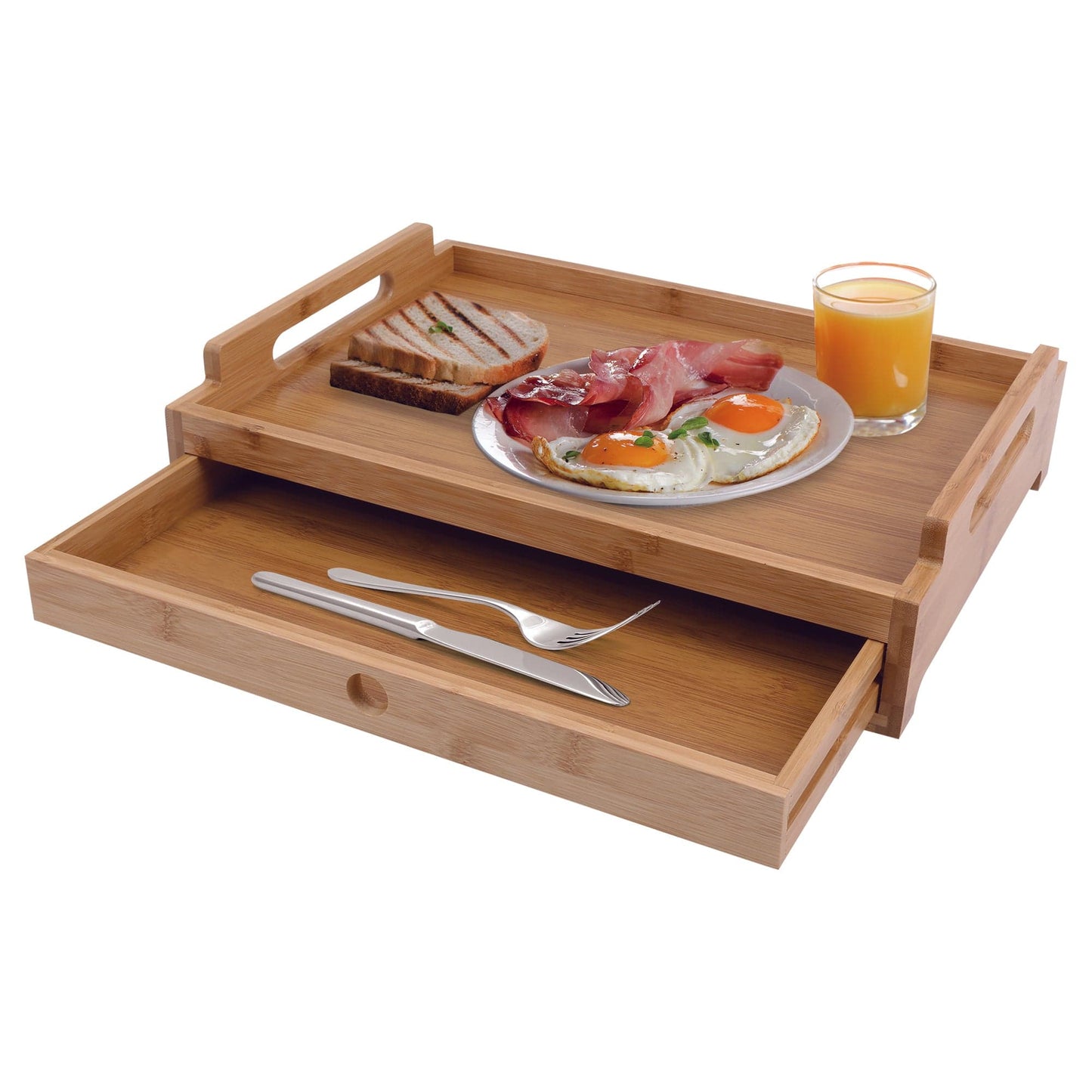 Living Today Bamboo Bamboo Serving Tray With Drawer