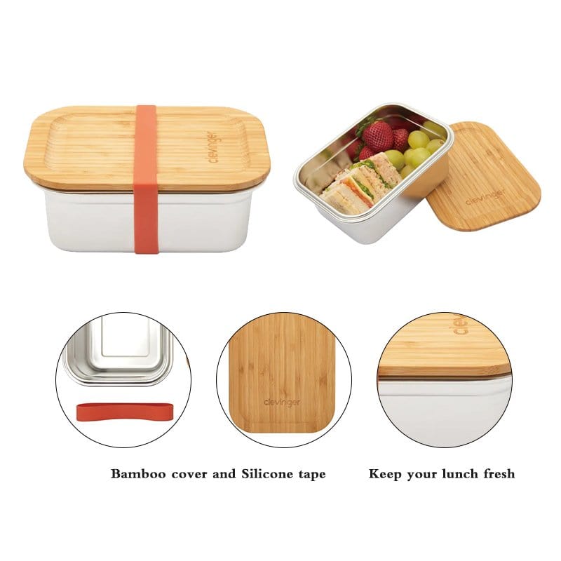 Clevinger Lunch Box Clevinger Stainless Steel Bamboo Medium Lunch Box 800ml