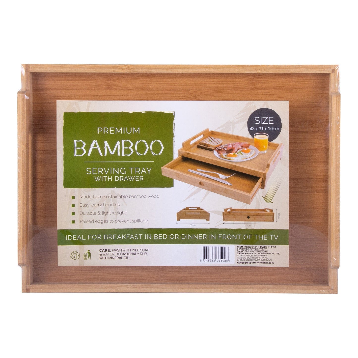 Living Today Bamboo Bamboo Serving Tray With Drawer