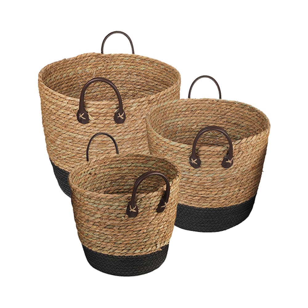 Living Today 3 Piece Cotton Rope Stripe Carry Handles Storage Baskets Set