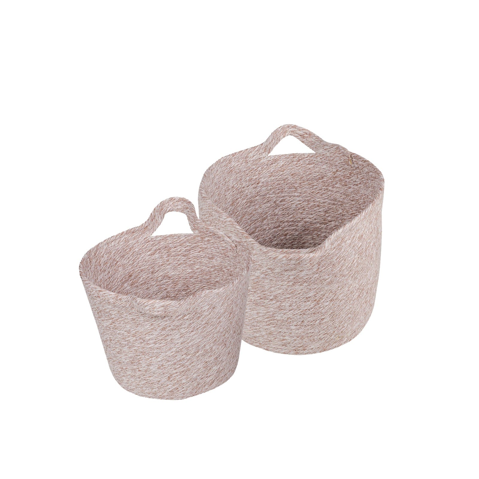 Living Today 2 Piece Cotton Rope String Carry Handles Storage Baskets Set