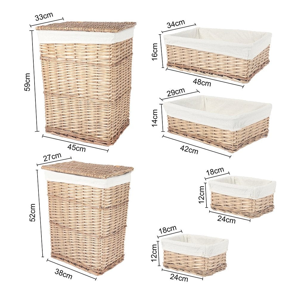 Living Today 6 Piece Wicker Storage Baskets With Liner Set