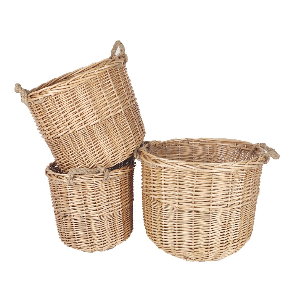 Living Today Homewares 3 Piece Wicker Storage Basket with Handles set