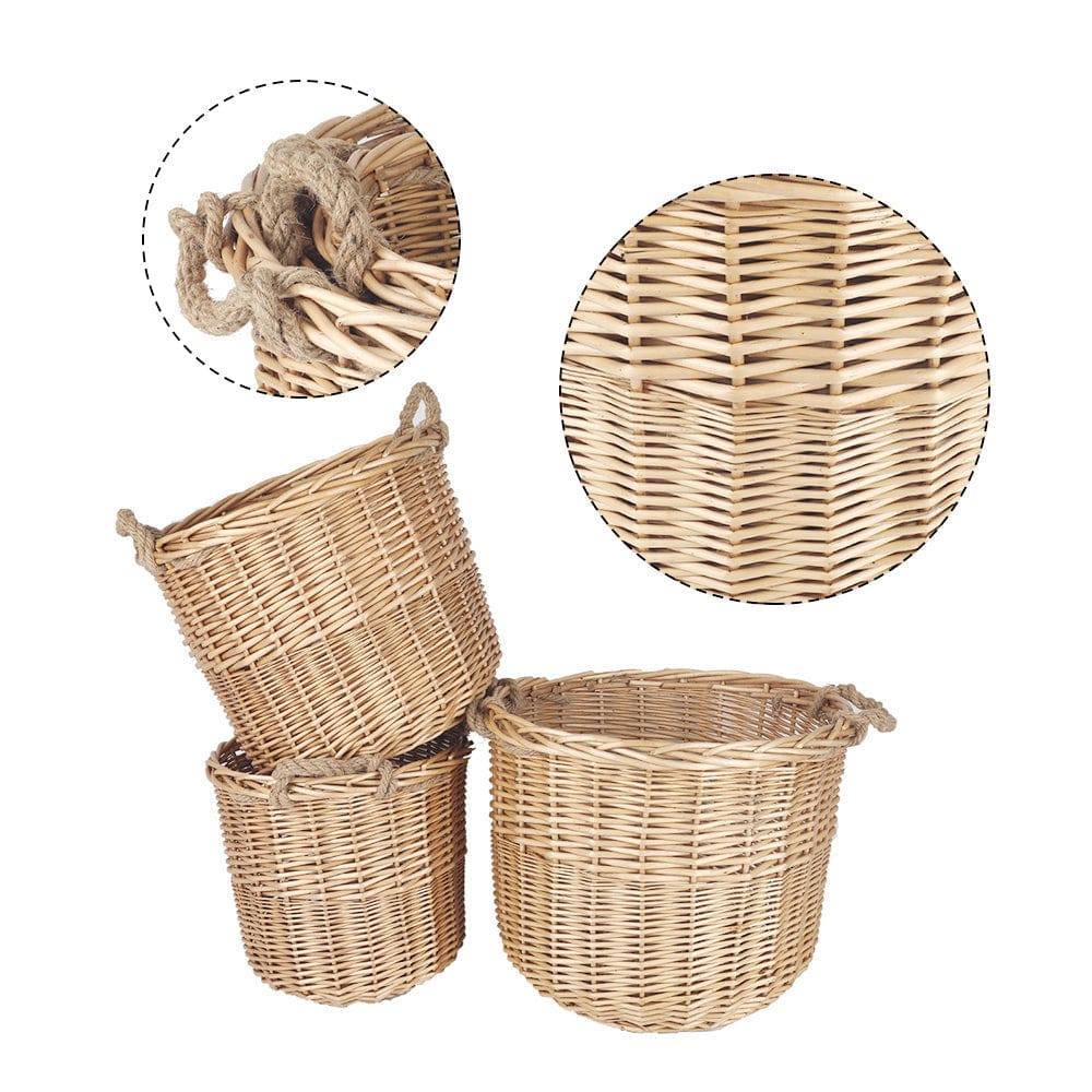 Living Today Homewares 3 Piece Wicker Storage Basket with Handles set