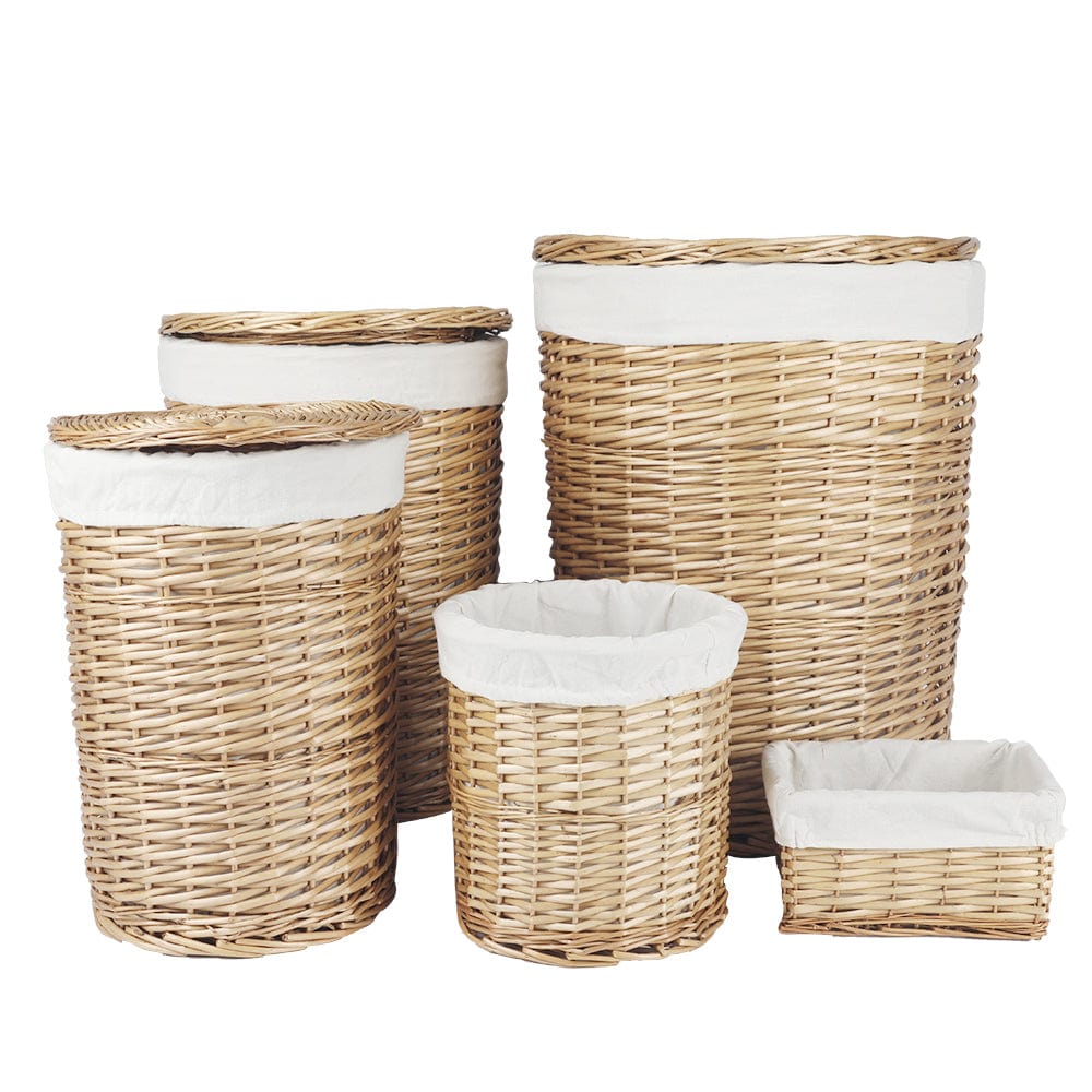 Living Today 5 Piece Wicker Storage Baskets With Liner Set