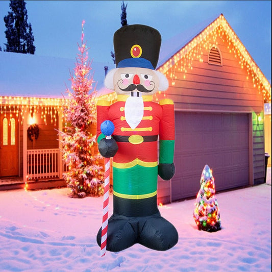 Living Today 2.4 Meters Christmas Decoration Nutcracker Soldier, Christmas Inflatable Doll with LED light