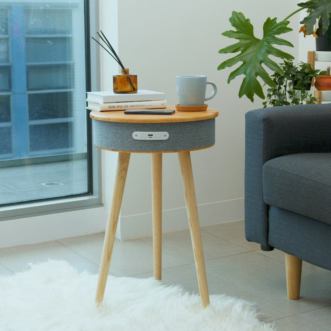 Clevinger Smart Side Table with Wireless Speaker and Phone Charger