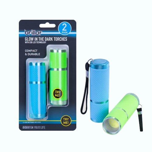 Brillar Flashlights Duo - 2 Pack Glow-in-the-Dark Flashlights