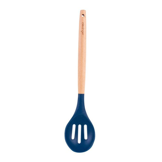 Clevinger 2pcs Beechwood & silicone slotted spoon navy