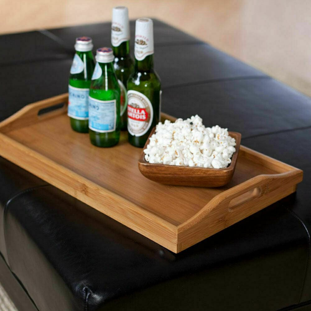 Living Today Homewares Bamboo Bed Table Breakfast/Snack Serving Tray TV Food Stand with Foldable Legs